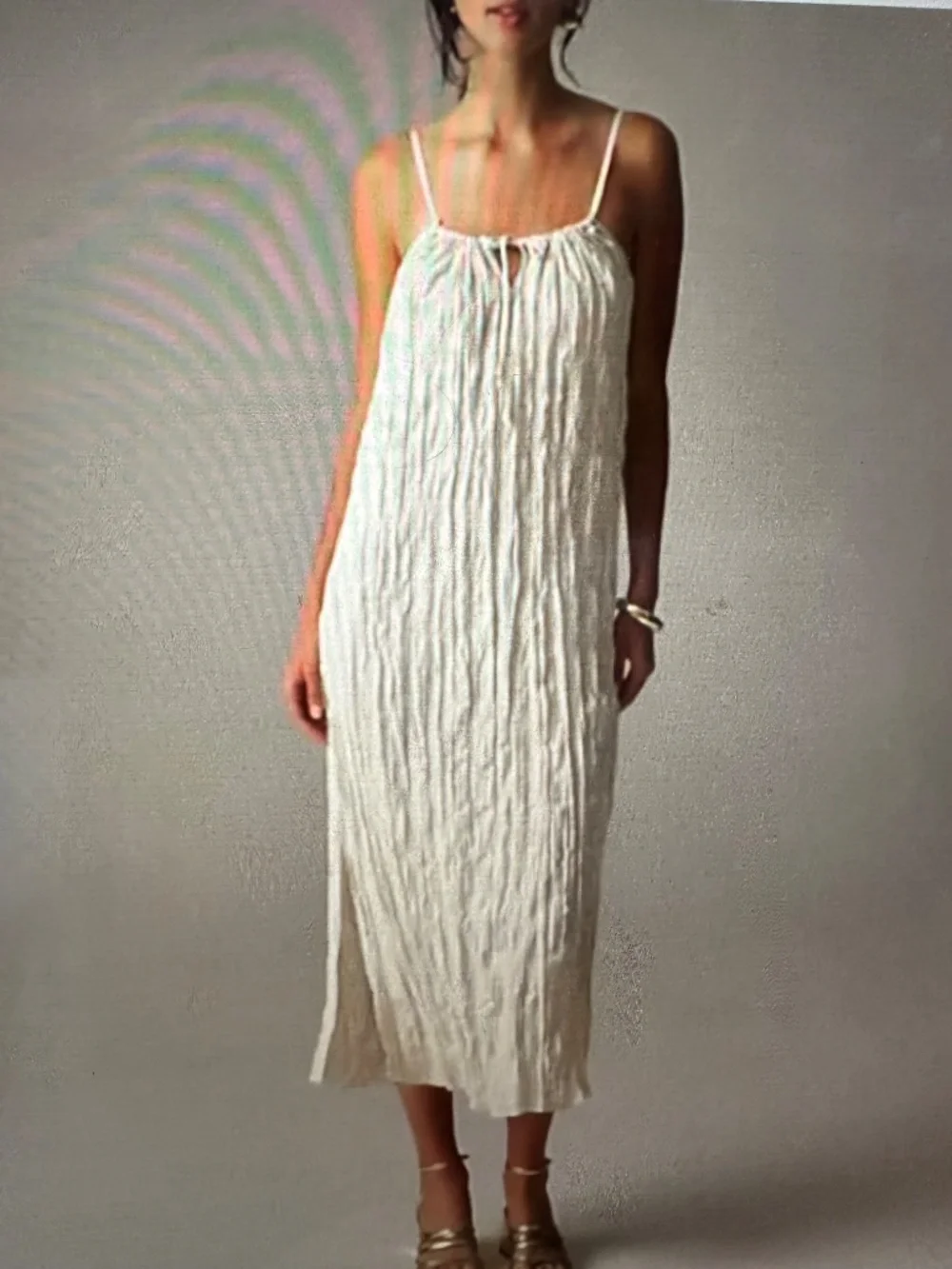 NWT. J. Crew Crinkled Side Slit Midi Dress. XL